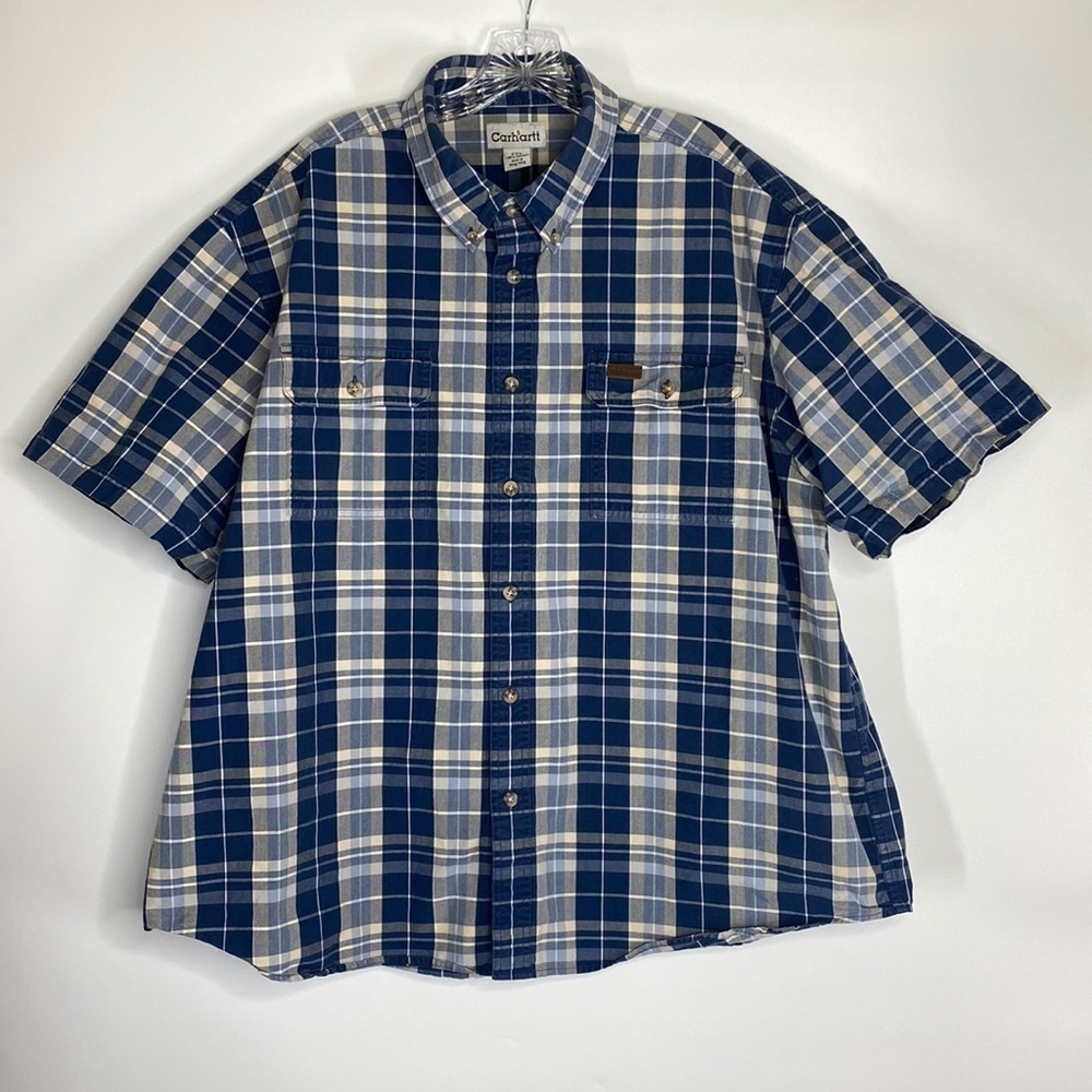 Carhartt S109INT Plue Plaid Short Sleeve Button Up Shirt 2XL
